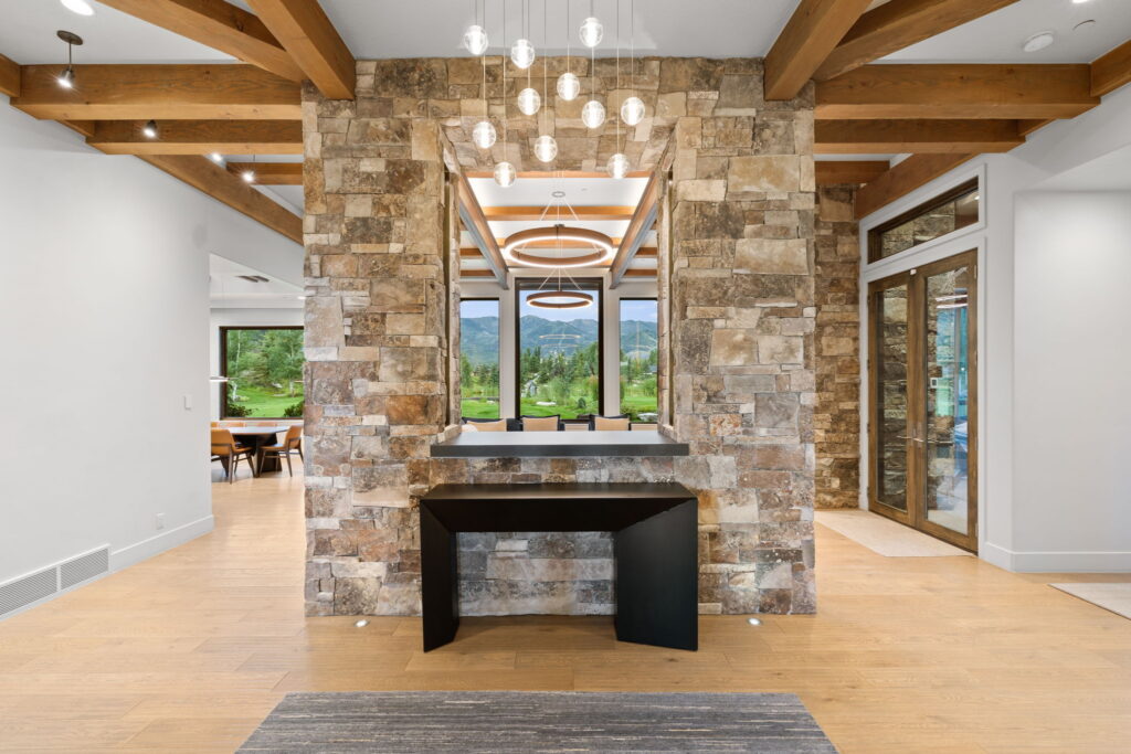 An interior, entryway view of Waters Edge Ranch, a custom home built by Big Canyon Homes