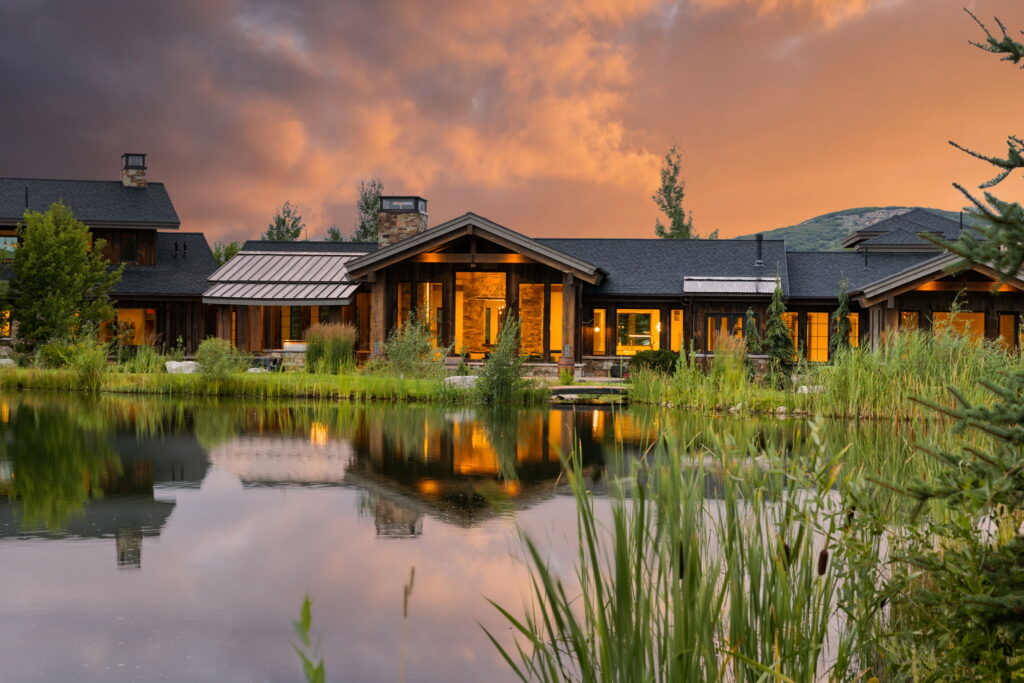 A secondary exterior view of Waters Edge Ranch, a custom home built by Big Canyon Homes